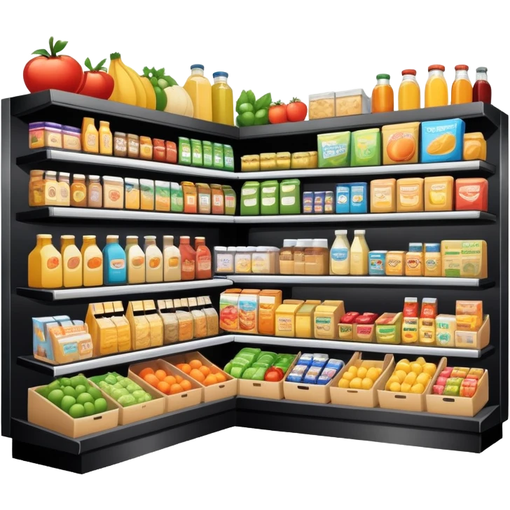 grocery store with food aisles emoji