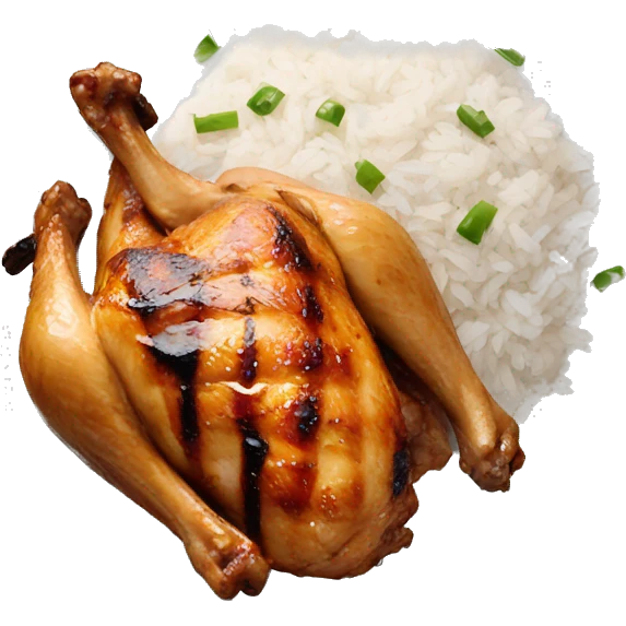 Grilled chicken on plate of rice emoji