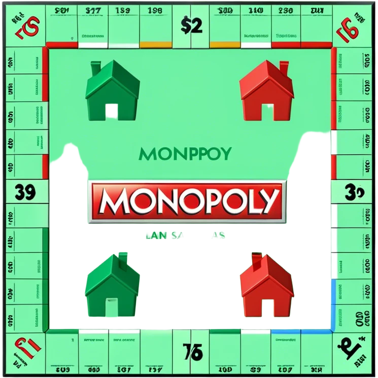 Monopoly Green and red houses emoji