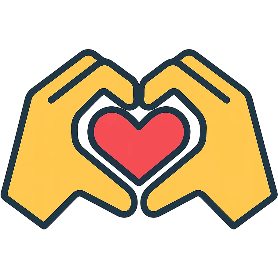 two hands forming a heart shape, flat modern icon style emoji