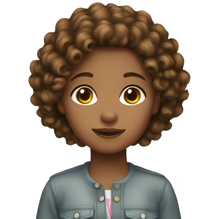 Girl Brown Curly  Hair  emoji