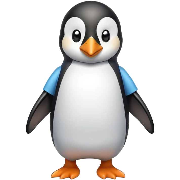 friendly anthropomorphised penguin in a shirt and t-shirt brisk walking emoji