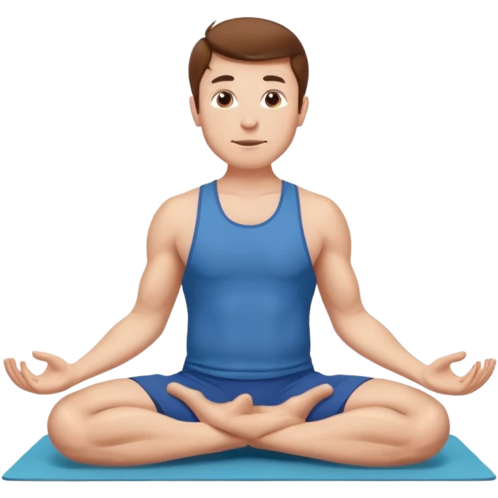 Adult man with short brown hair doing cow position yoga emoji