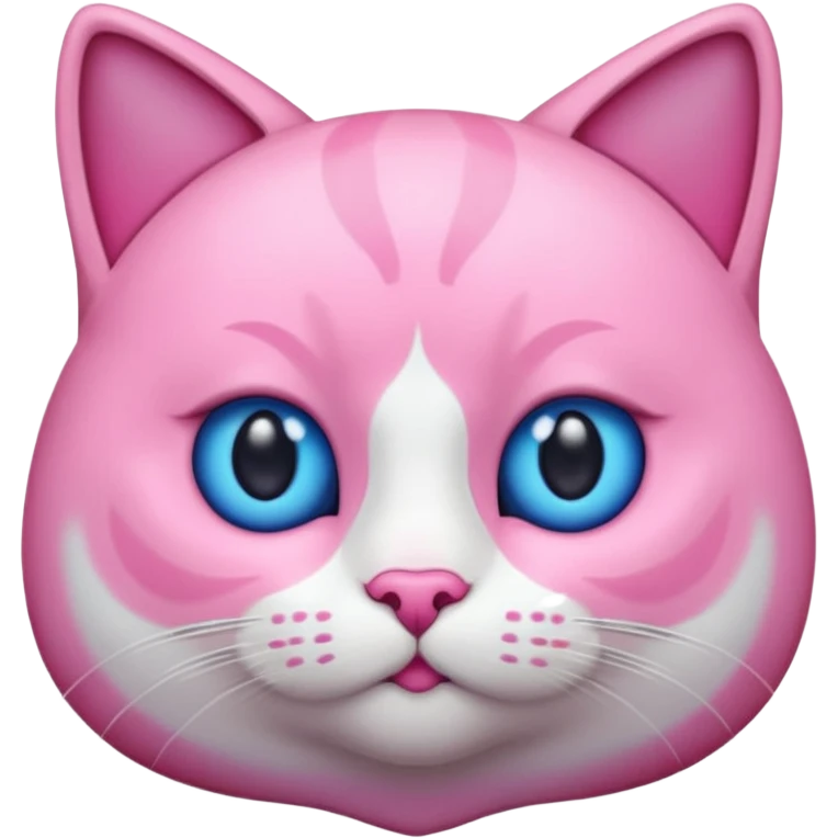 un emoji de lacara de un gato azul con rosa sorprendido emoji