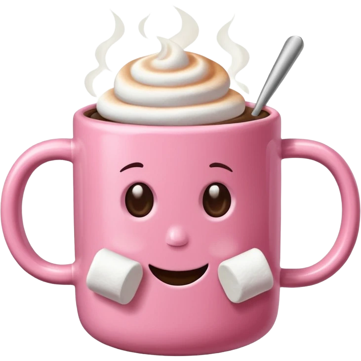 Marshmallows and coffee in a pink mug emoji