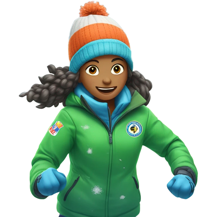 Girl playing soccer in snow emoji