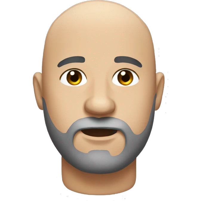 bald beard black eyes, chubby emoji