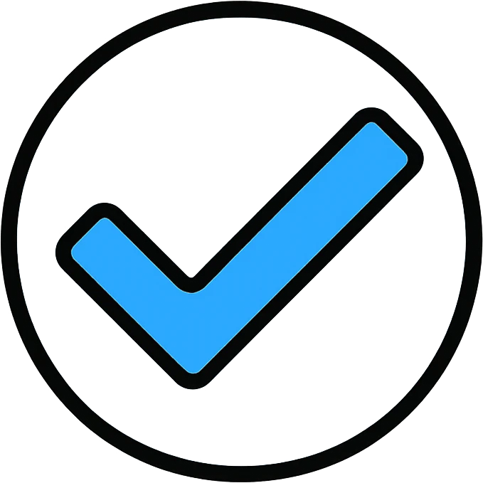 blue checkmark icon, minimal, flat, modern, for verification badge emoji