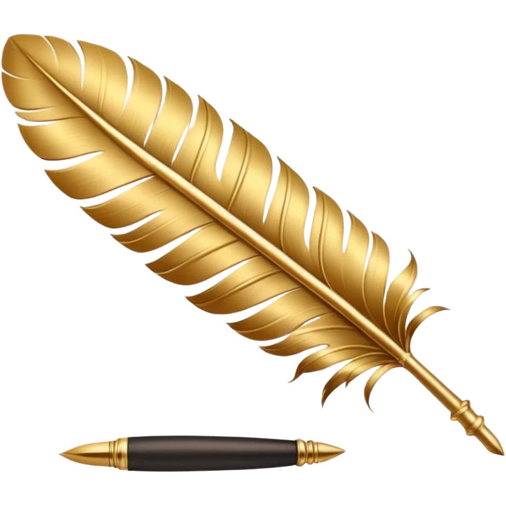 3D perspective hand writing with Premium golden feather emoji