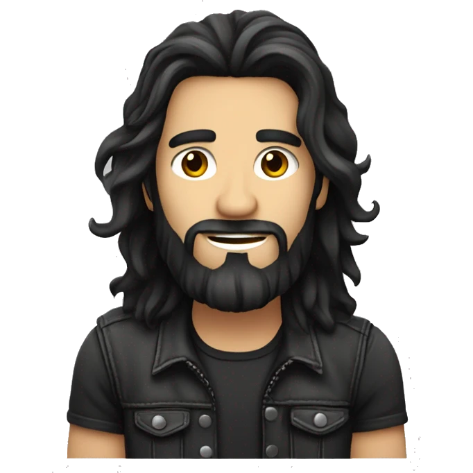 long dark haired rocker guy with beard. guys age is 24 emoji