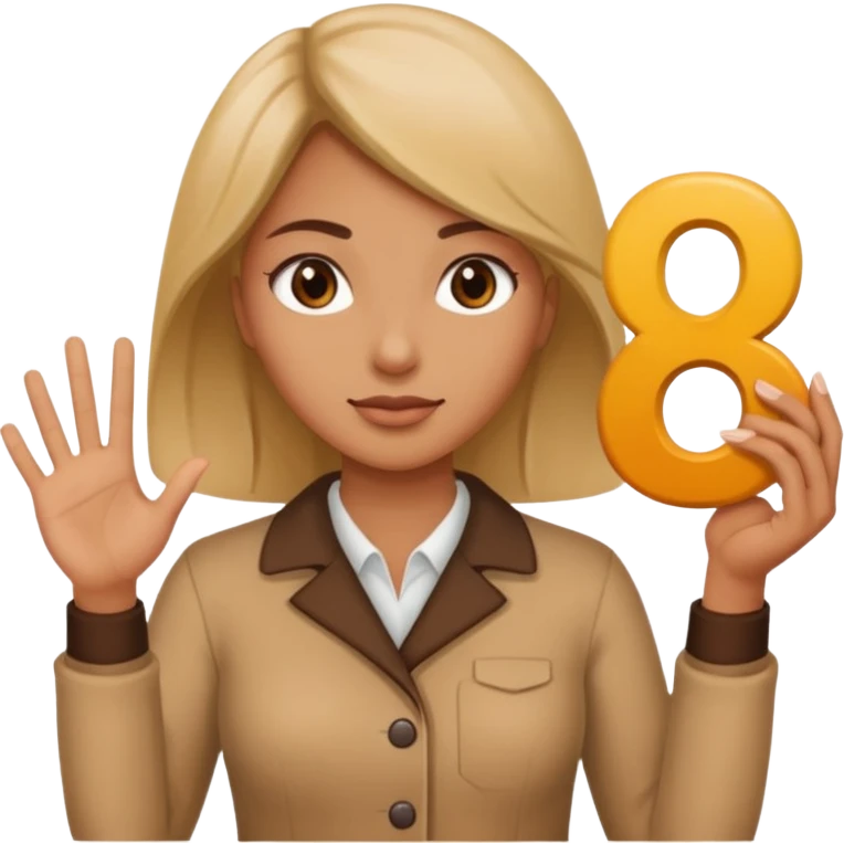 woman with 6 and 7 in each hand emoji