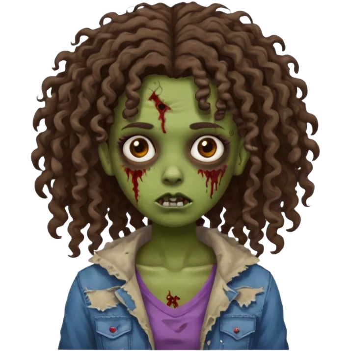 Brown curly head girl zombie emoji