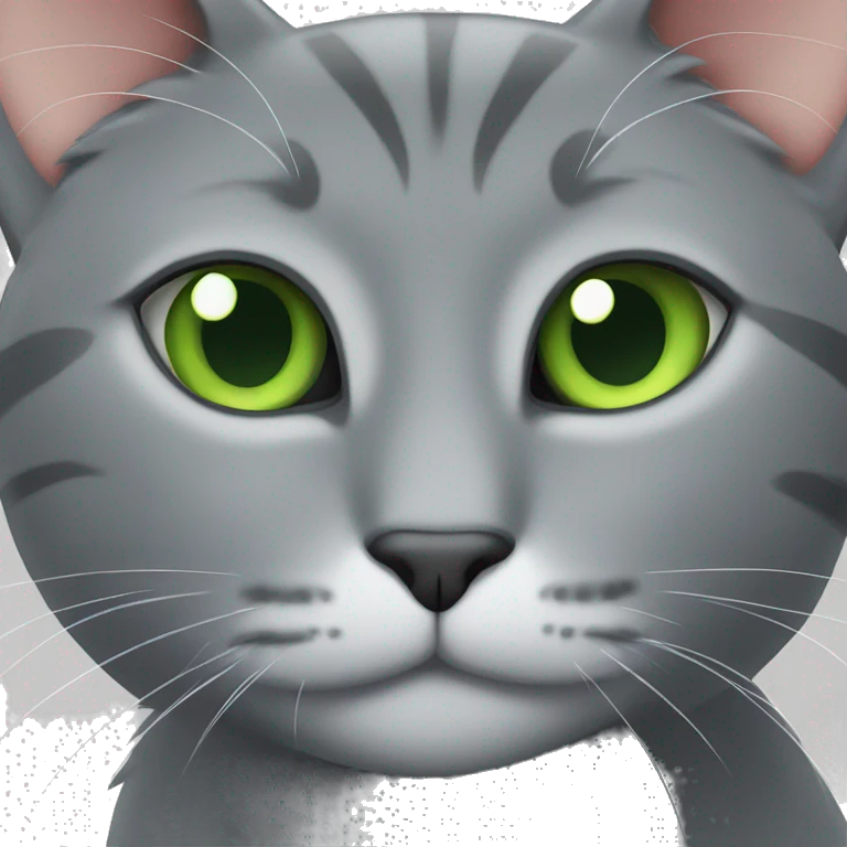 green eyed grey cat pondering emoji
