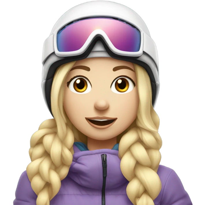 Pretty blonde girl snowboarding white skin, on snowboard  emoji