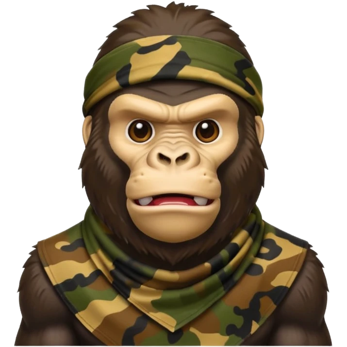 King Kong  emojie wearing a camouflage bandana emoji