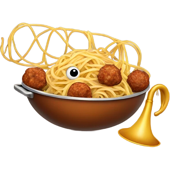 spaghetti and meatballs french horn emoji