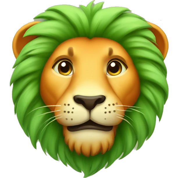 Cute lion green orange emoji