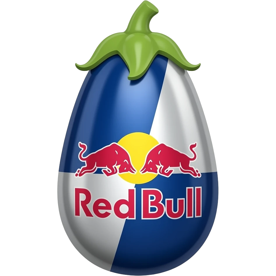 Rede Bull emoji with the shape of an eggplant emoji
