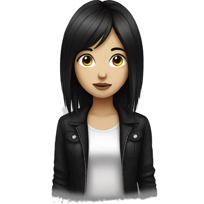 white emo female, black hair emoji