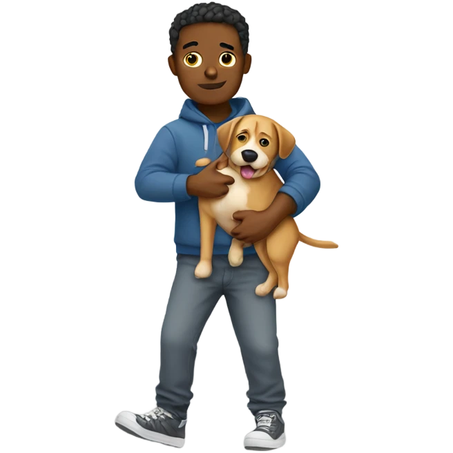 Chill guy carrying a dog emoji