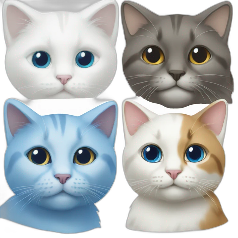 cat, white love and blue love emoji