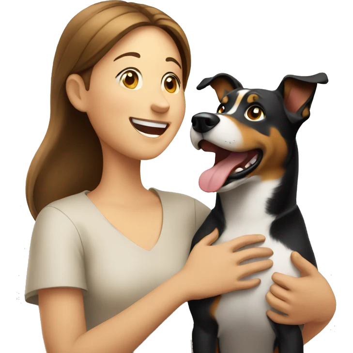 happy person and their dog looking up emoji