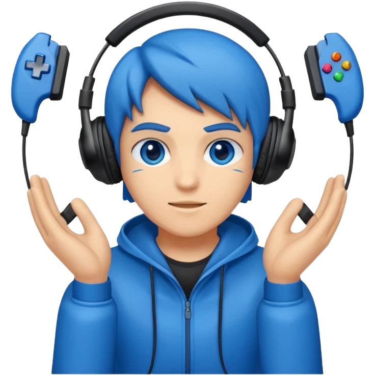 Créame un personaje de Blu strike tipo gamer con audífono y resolución HD emoji