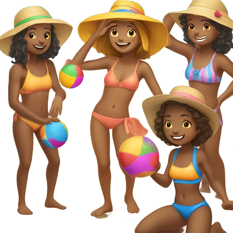 Girls at beach emoji