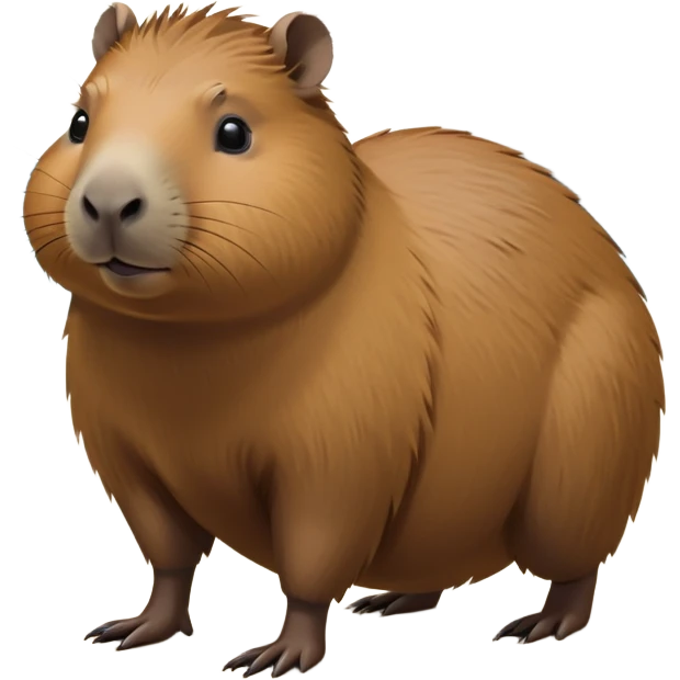 cinematic-capybara-realistic-full-body-on-all-fours-emoji,-plump-and-relaxed-body-soaking-in-the-warm-sun,-short-brown-fur-slightly-ruffled,-head-tilted-dramatically,-calm-expressive-eyes-exuding-serene-wisdom,-simplified-yet-realistic staring at the camera ina. comical way emoji