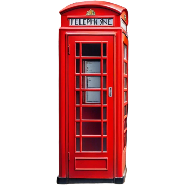 Cinematic Realistic depiction of an iconic red telephone box, rendered in vivid, saturated colors with detailed textures and reflective surfaces, set on a classic English street under soft, diffused daylight emoji