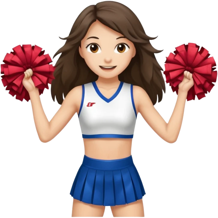 skinny white happy long haired brunette girl cheerleader emoji