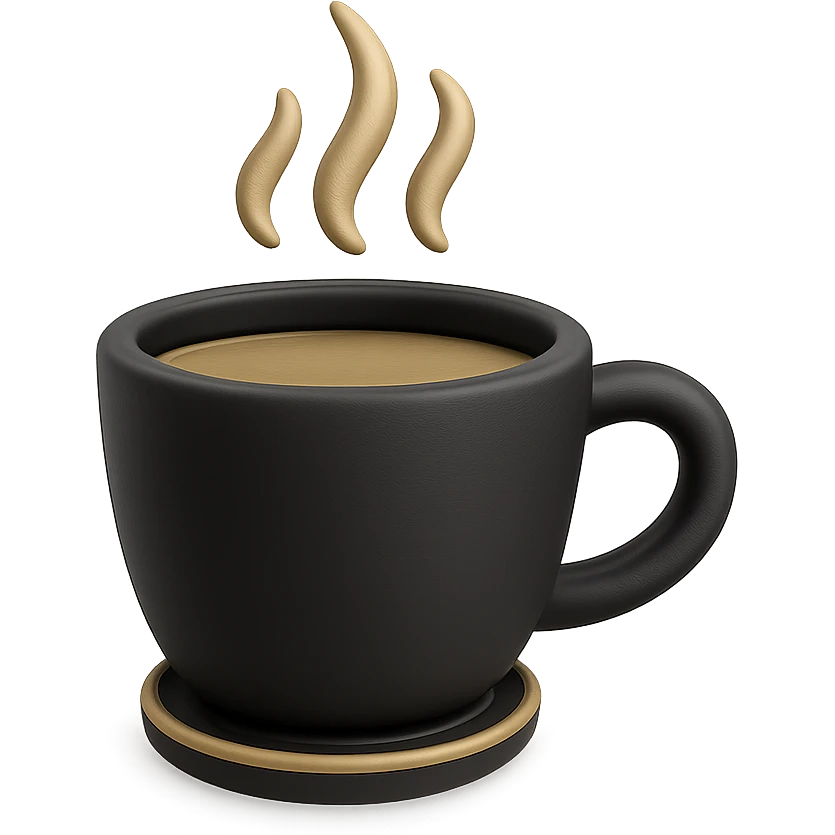 elegant coffee cup icon with soft matte finish and antique gold details emoji
