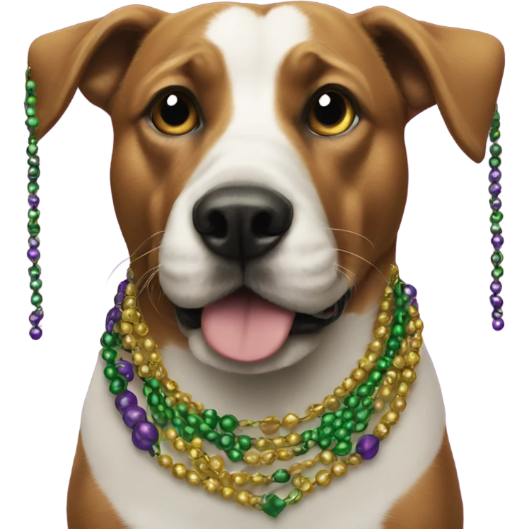 Dog with Mardi Gras beads emoji