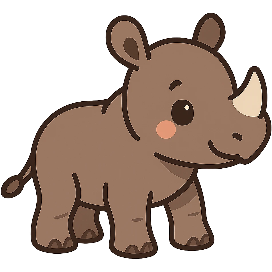 flat toon style baby rhino emoji