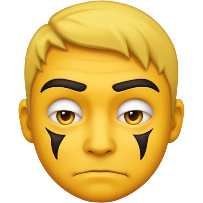 criminal emoji with multiple scars on the face, defiant look, classic emoji style emoji