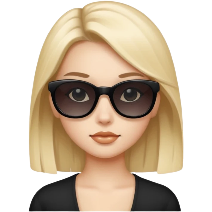 girl with black rectangular sunglasses, neutral expression emoji