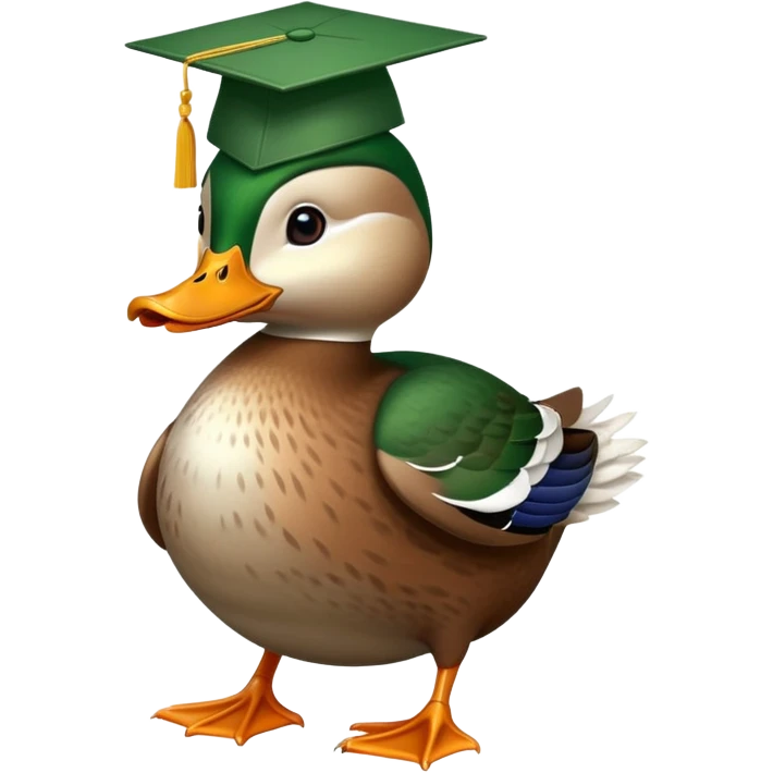 Mallard duck graduation cap emoji