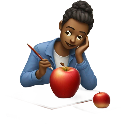 Artist drawing an apple emoji