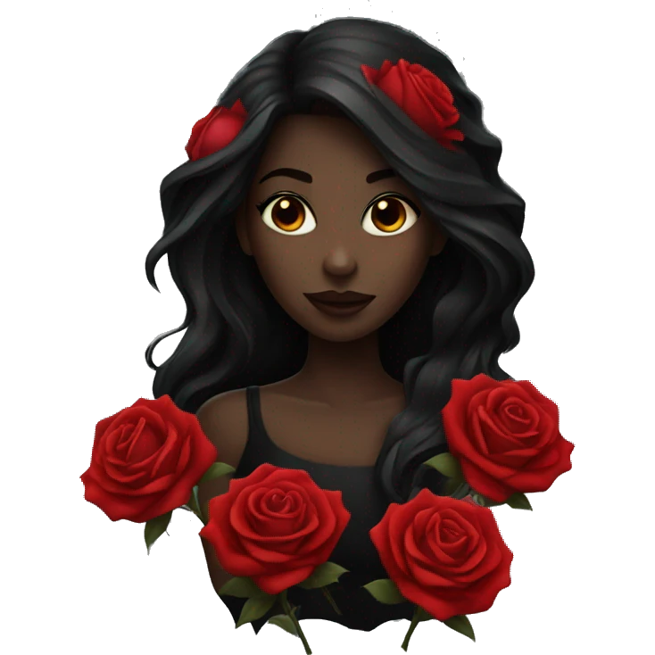 dark beauty with red roses emoji