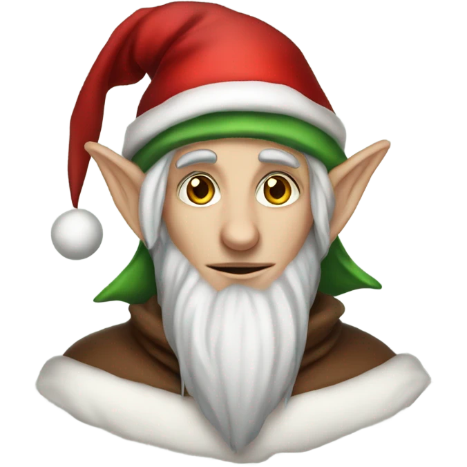rogue male elf fantasy wearing santa hat emoji
