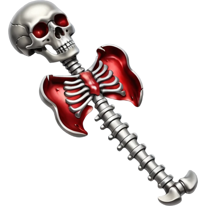 metallic anatomic bones with blood, steel texture, dark dramatic tone, minimal details emoji