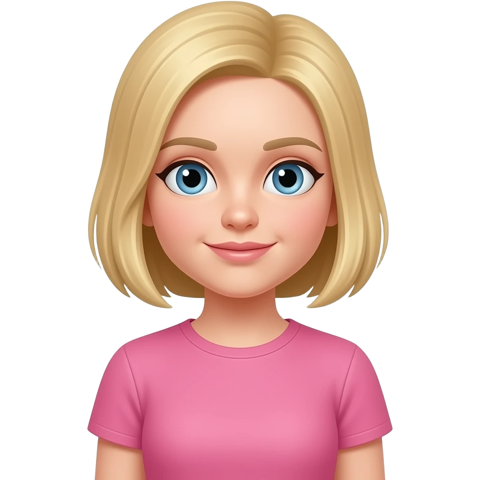 Girl blonde with pink t-shirt and short stature emoji