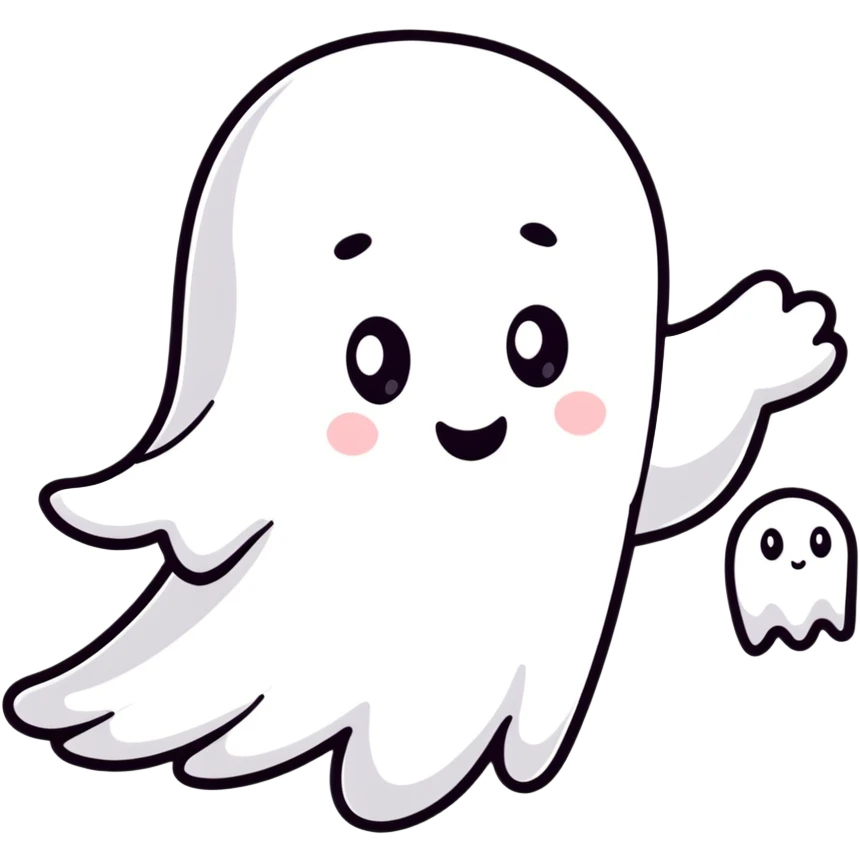cute white ghost waving emoji