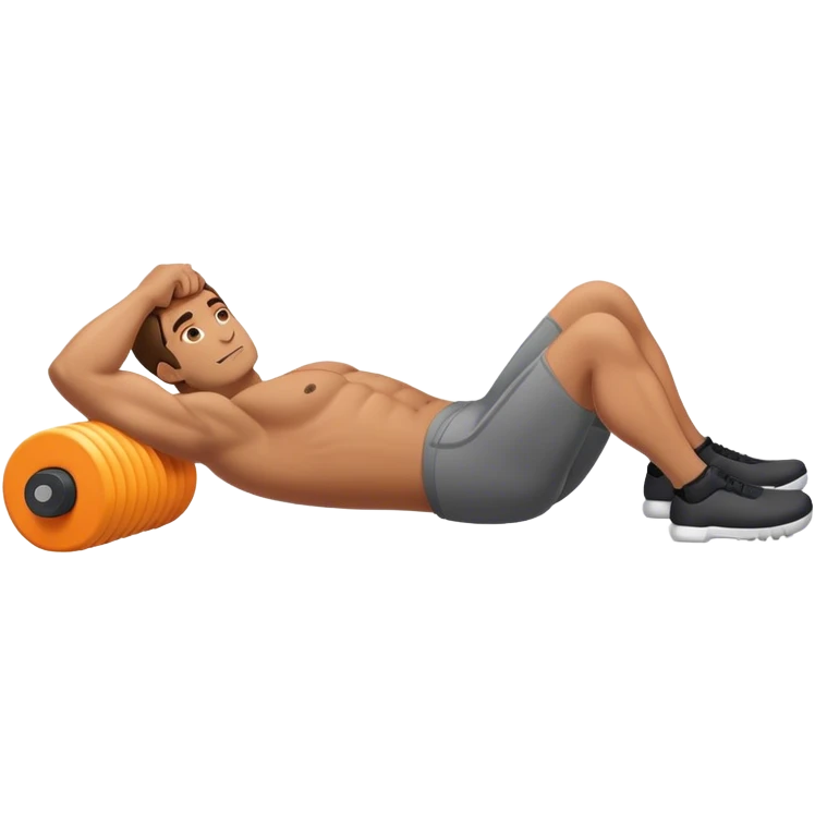 buff guy lying lats down on foam-oller emoji