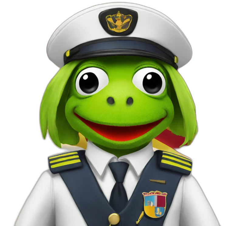 kermit as airline pilot with spanish flag in the background emoji