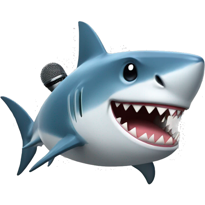 Shark with microphone emoji