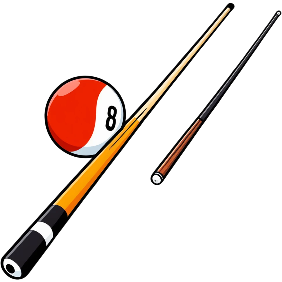 pool cue stick and 8 ball emoji