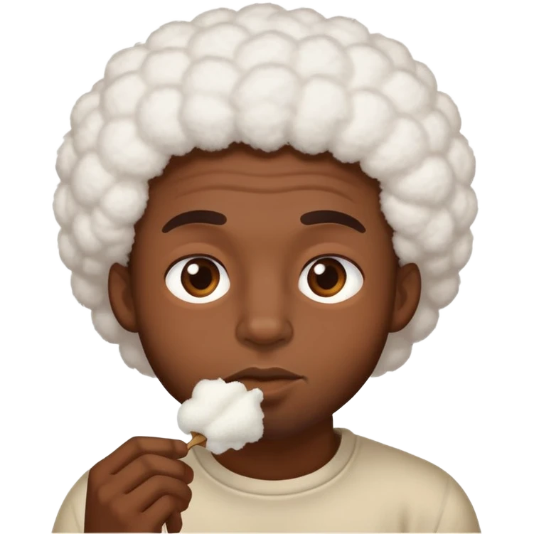 Black man eating cotton emoji