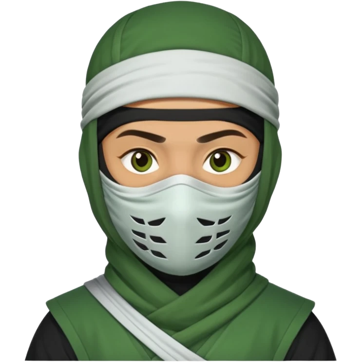 Ninja arab green and white with mask  emoji