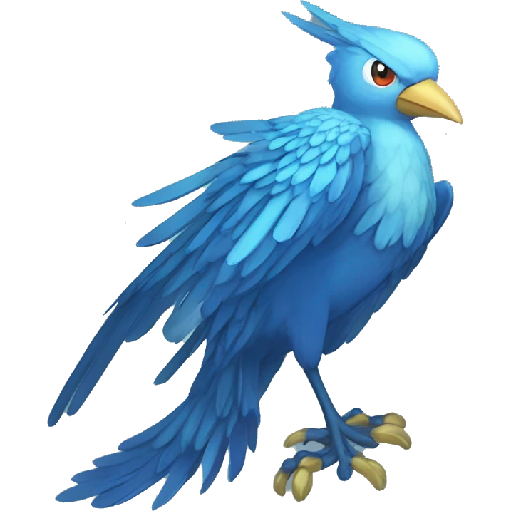 Edgy Fantasy legendary blue bird water-type-Hydro-Phoenix-avian Fakemon full body emoji